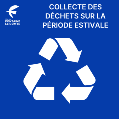 Collecte des déchets estivale à Fontaine-le-Comte : symbole recyclage. Ville de Fontaine-le-Comte.