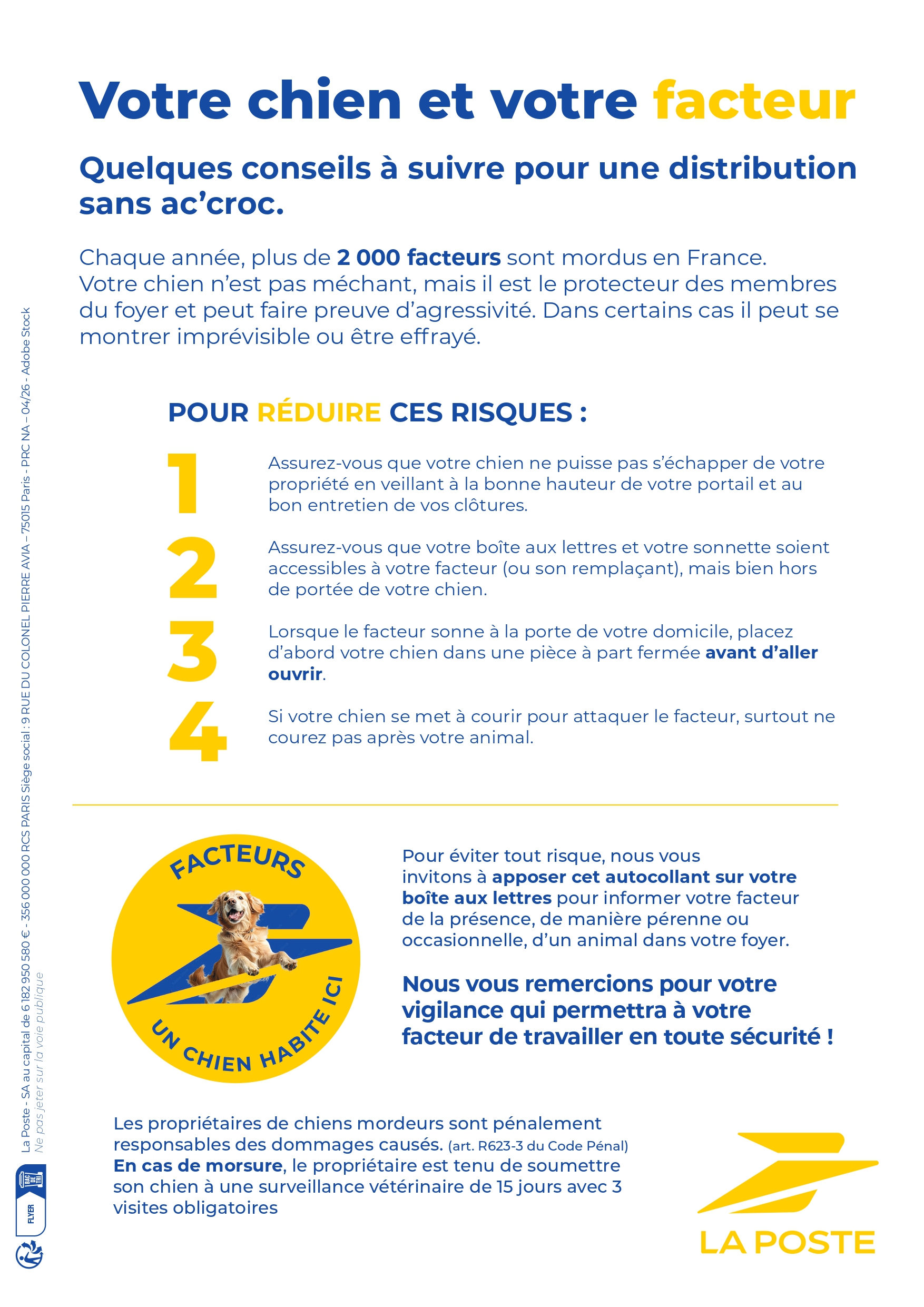 Conseils pour sécuriser la distribution du courrier avec un chien : prévention des risques et bonnes pratiques.