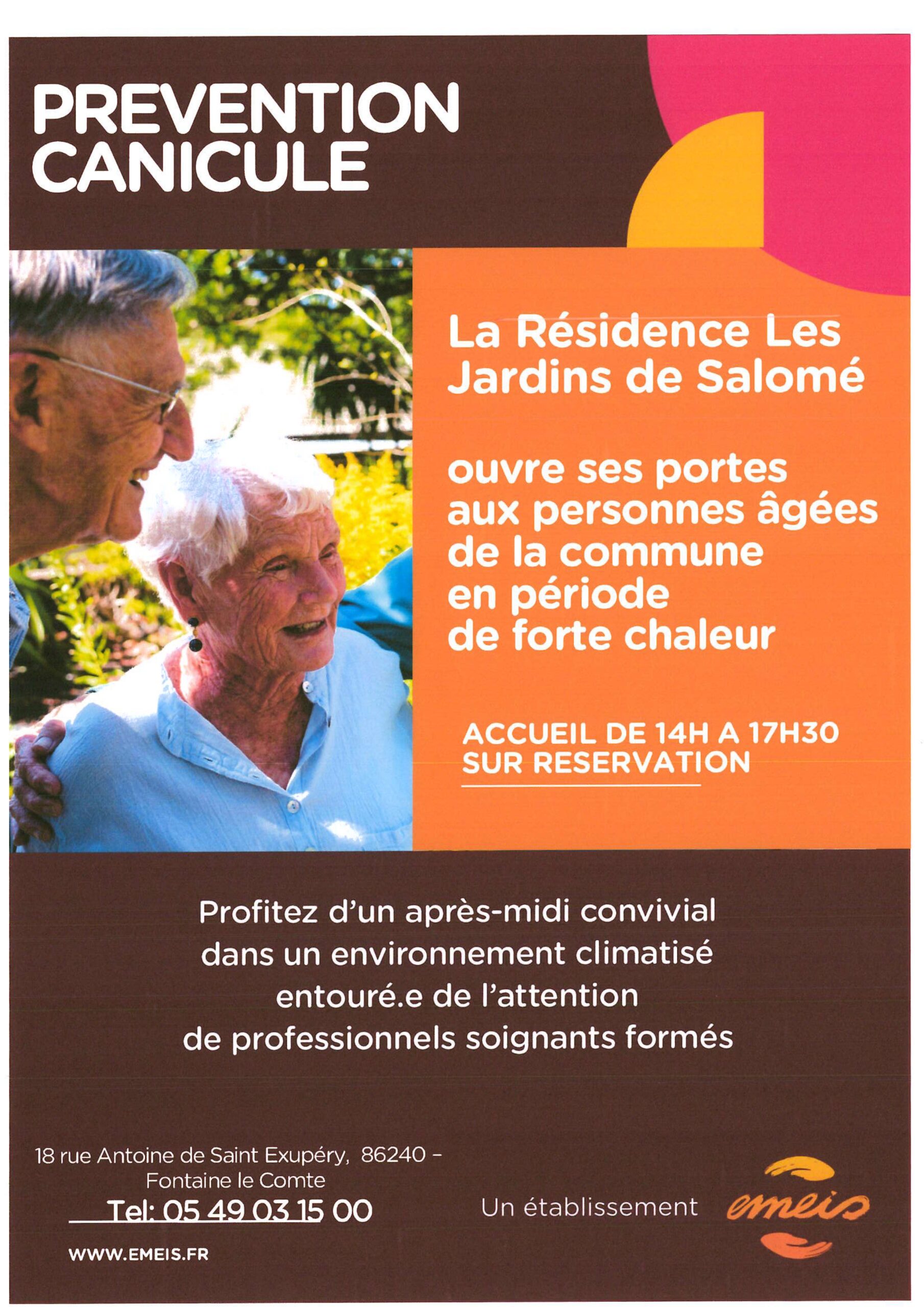 Prévention canicule : Résidence Les Jardins de Salomé accueille les seniors lors des fortes chaleurs, 14h-17h30 sur réser