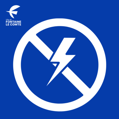 Logo de la ville de Fontaine-le-Comte : interdiction symbolisée par une croix dans un cercle bleu.