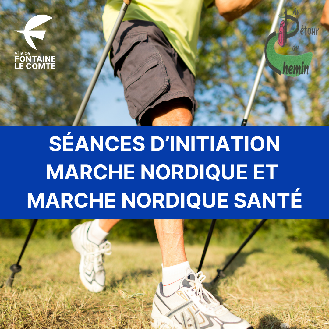 Personne pratiquant la marche nordique en extérieur, initiation à la marche nordique et santé, Ville de Fontaine-le-Comte.