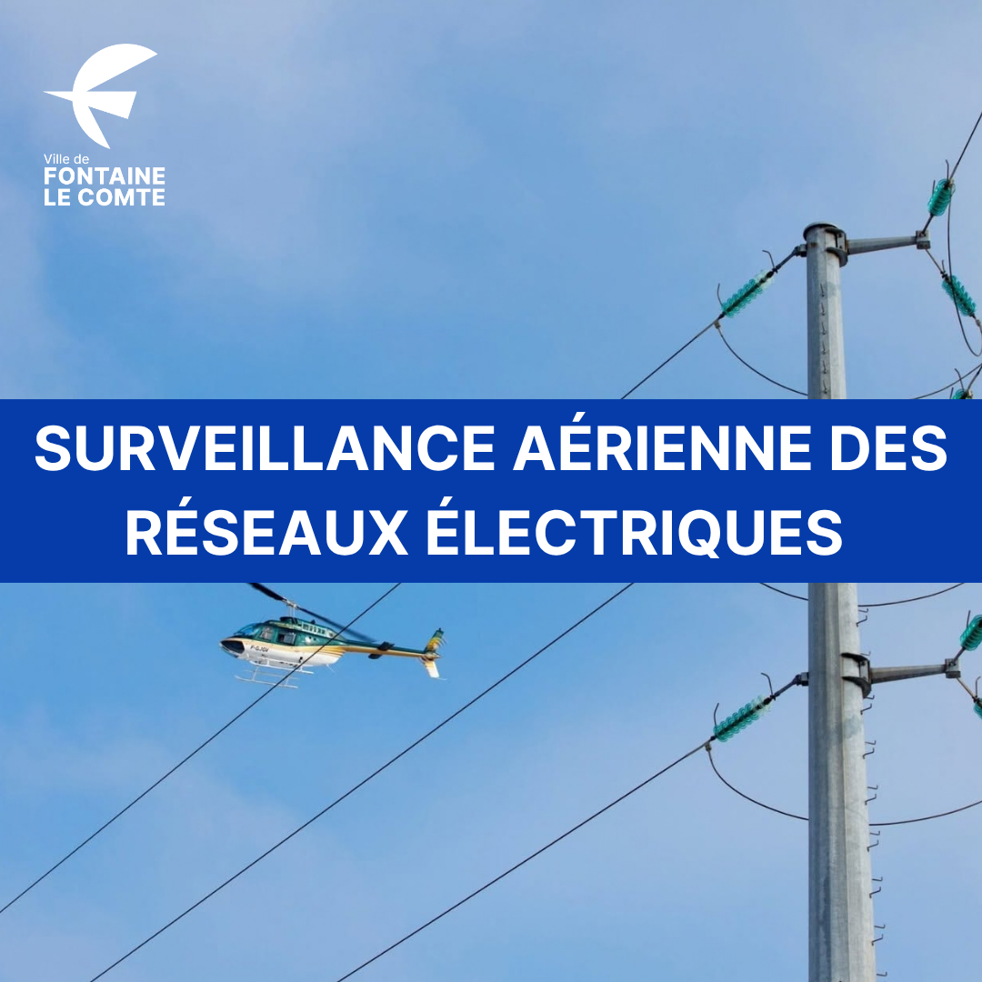 Helicoptère surveillant des réseaux électriques, Ville de Fontaine-le-Comte.