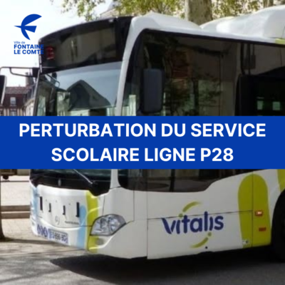 Bus scolaire Vitalis, ligne P28 : perturbation du service scolaire à Fontaine-le-Comte.