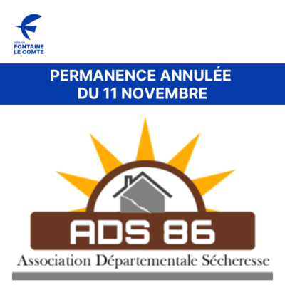 Annulation permanence ADS 86 du 11 novembre - Ville de Fontaine-le-Comte.