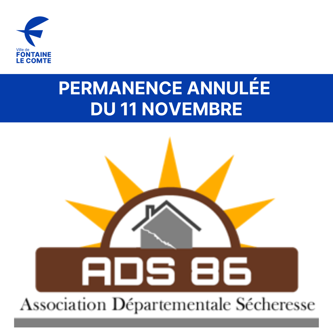 Annulation permanence ADS 86 du 11 novembre - Ville de Fontaine-le-Comte.